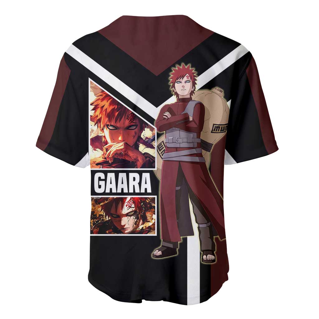 Gaara Naruto Baseball Jersey with Sand Powers and Intense Battle Pose Design - The Mazicc