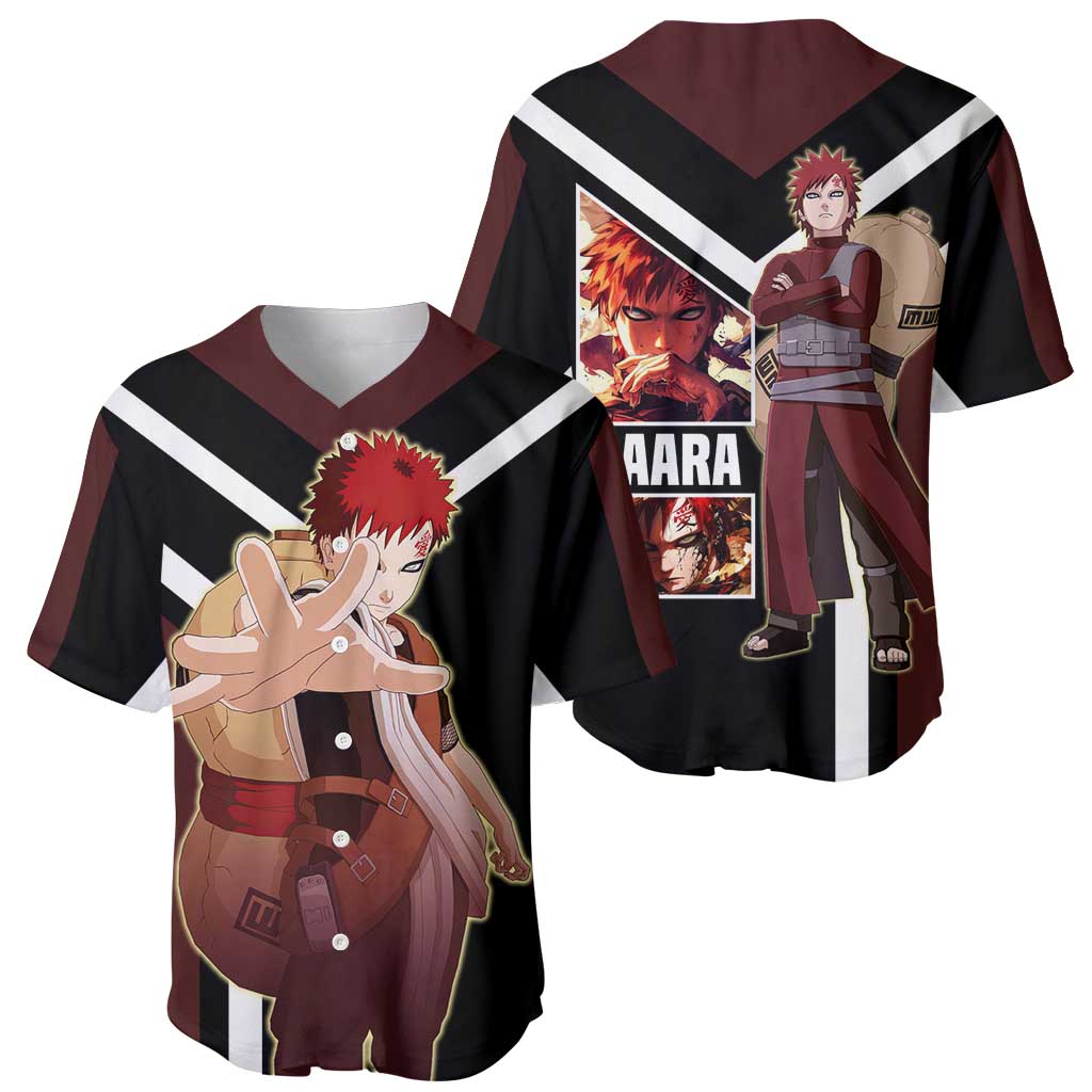 Gaara Naruto Baseball Jersey with Sand Powers and Intense Battle Pose Design - The Mazicc