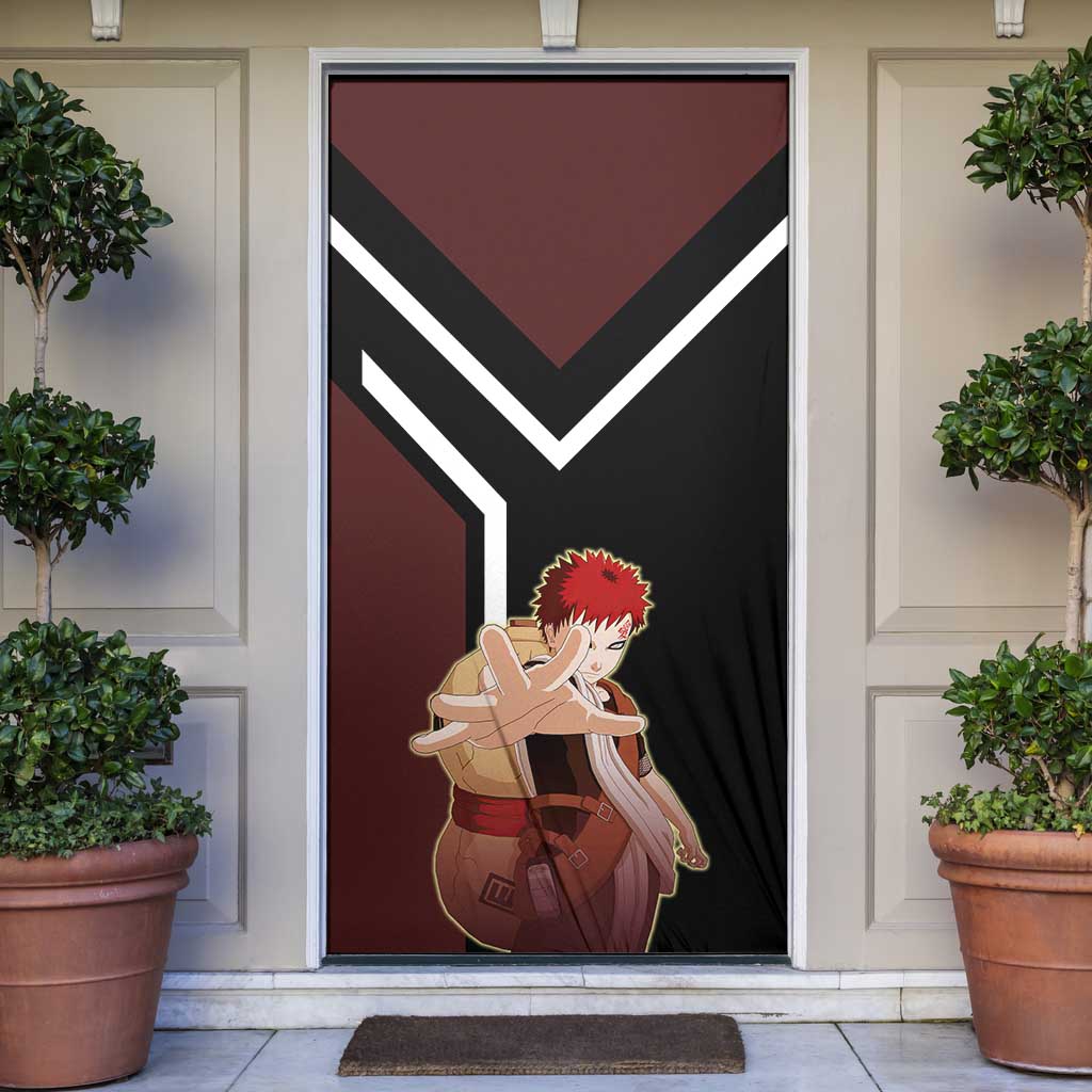 Gaara Naruto Door Cover with Sand Powers and Intense Battle Pose Design - The Mazicc