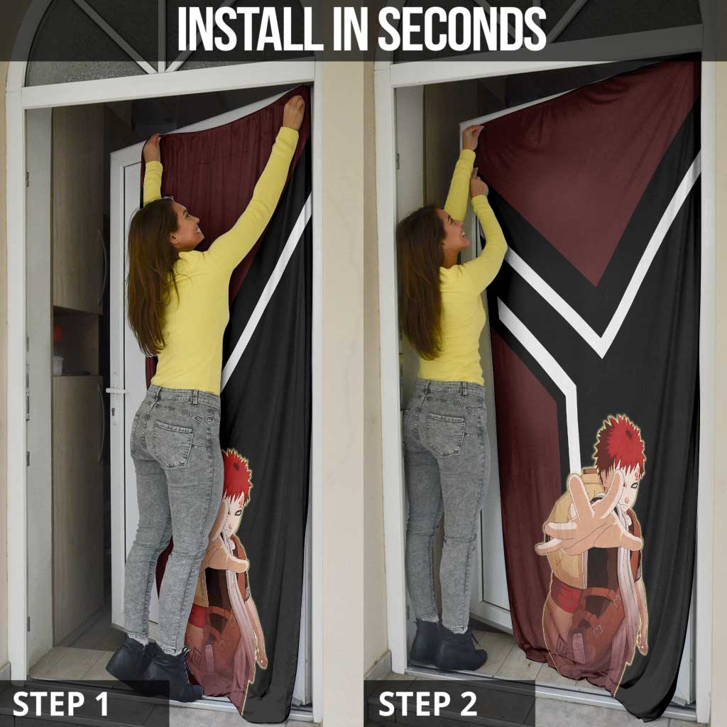 Gaara Naruto Door Cover with Sand Powers and Intense Battle Pose Design - The Mazicc