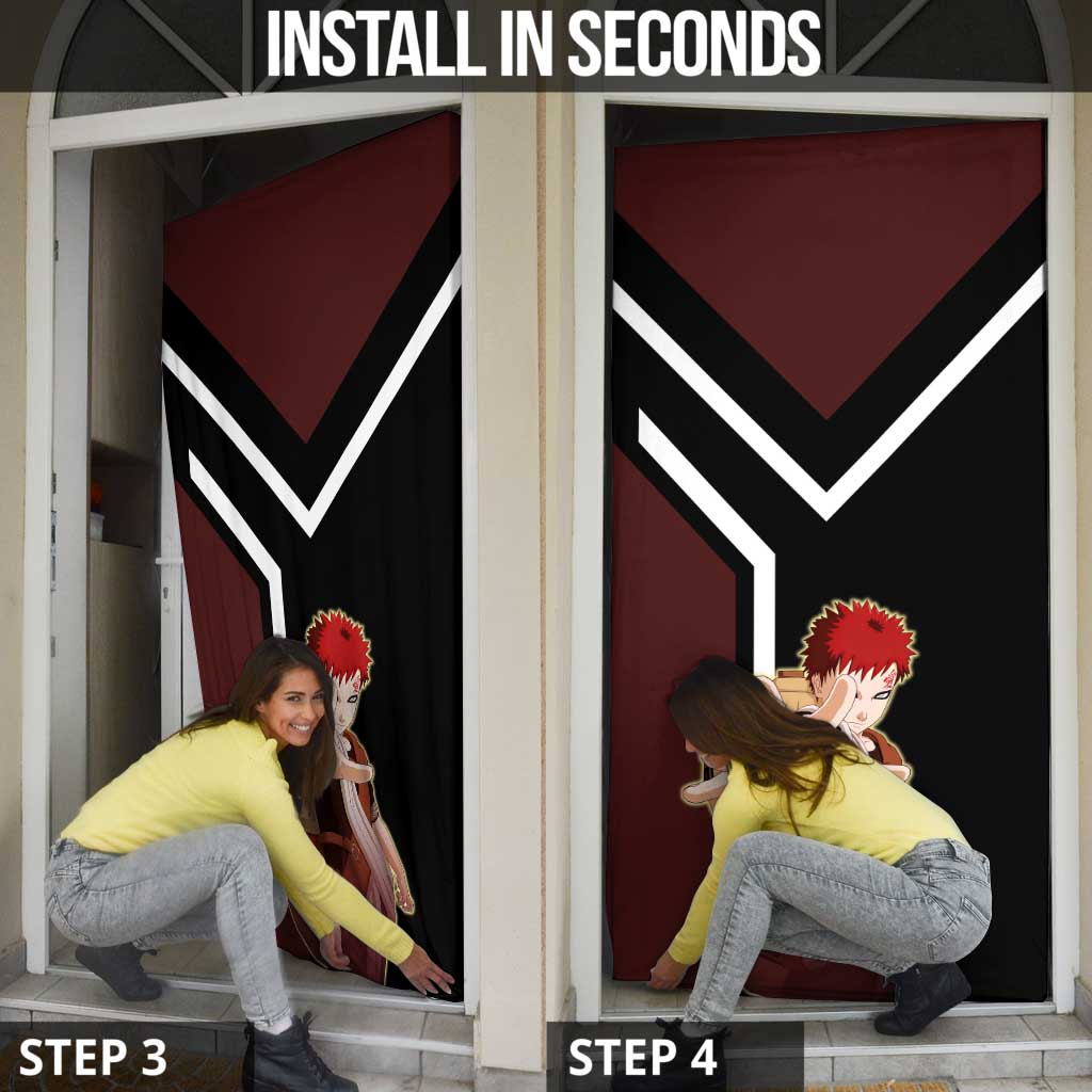 Gaara Naruto Door Cover with Sand Powers and Intense Battle Pose Design - The Mazicc