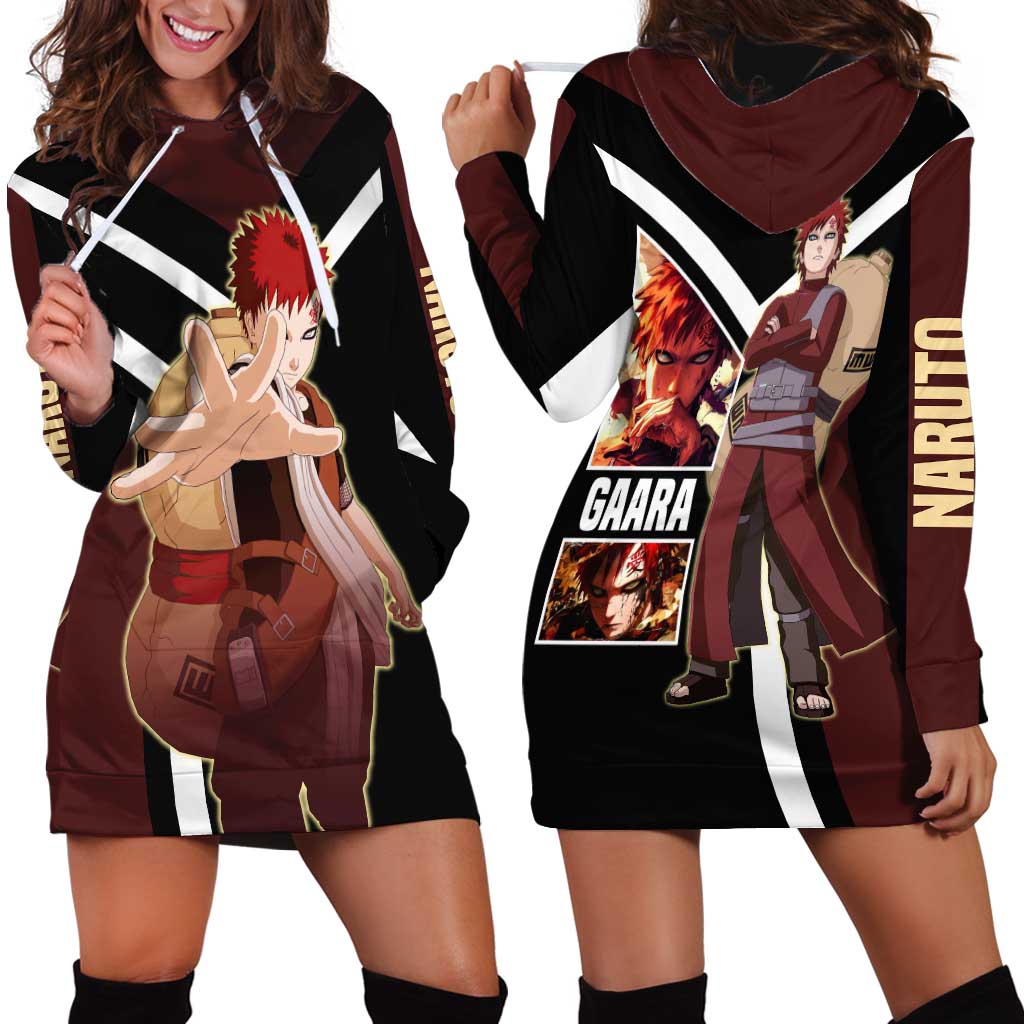 Gaara Naruto Hoodie Dress with Sand Powers and Intense Battle Pose Design - The Mazicc