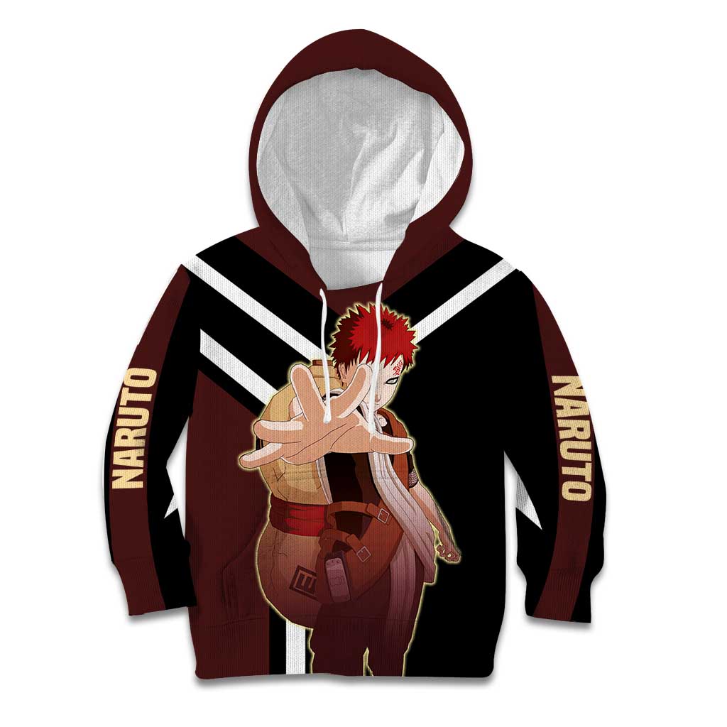 Gaara Naruto Kid Hoodie with Sand Powers and Intense Battle Pose Design - The Mazicc