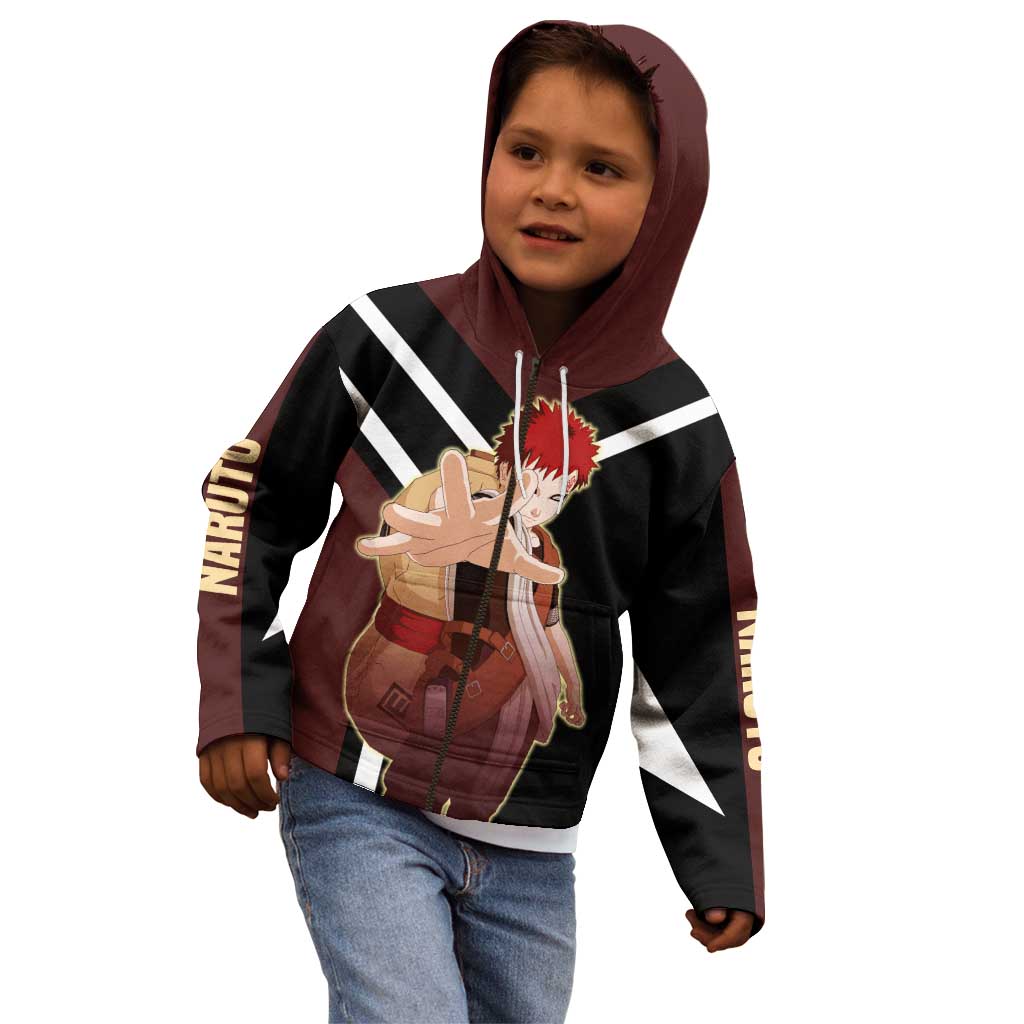 Gaara Naruto Kid Hoodie with Sand Powers and Intense Battle Pose Design - The Mazicc