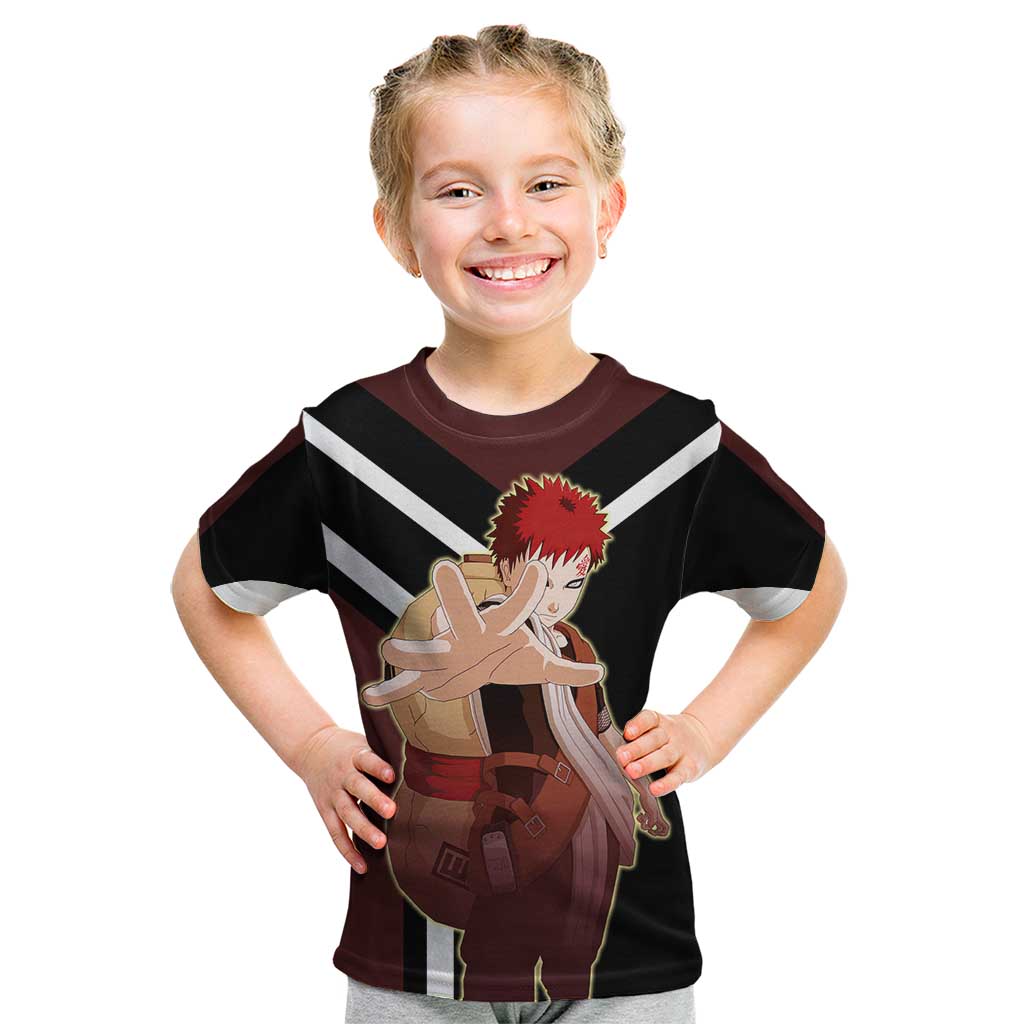 Gaara Naruto Kid T Shirt with Sand Powers and Intense Battle Pose Design - The Mazicc