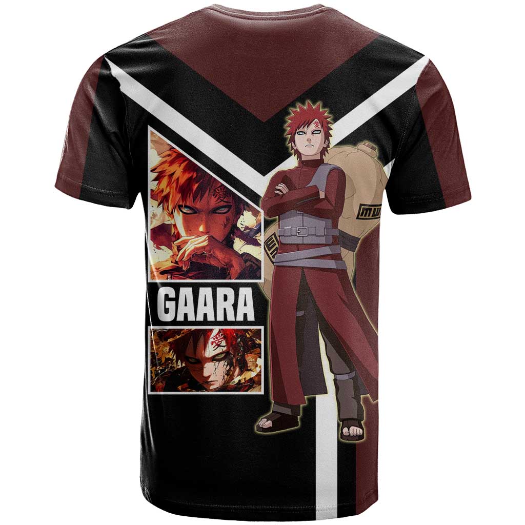 Gaara Naruto T Shirt with Sand Powers and Intense Battle Pose Design - The Mazicc