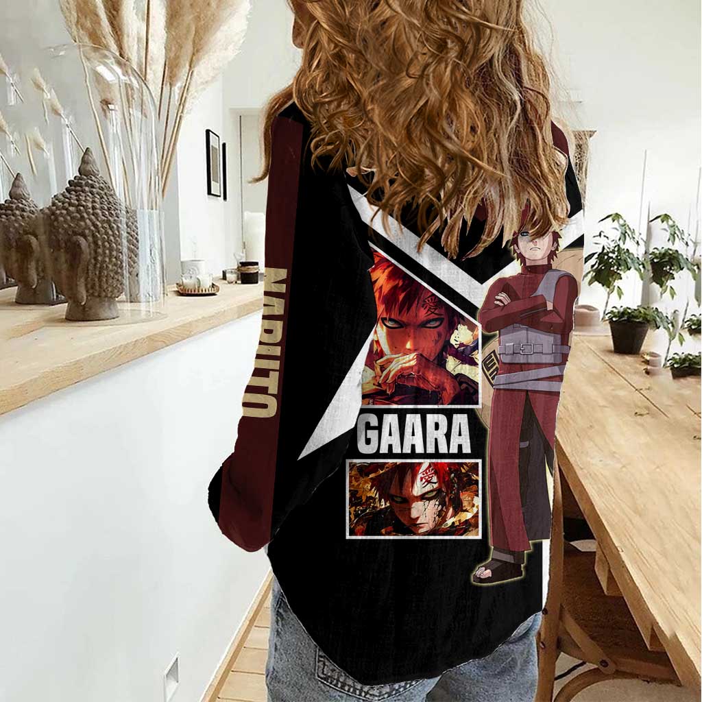 Gaara Naruto Women Casual Shirt with Sand Powers and Intense Battle Pose Design - The Mazicc