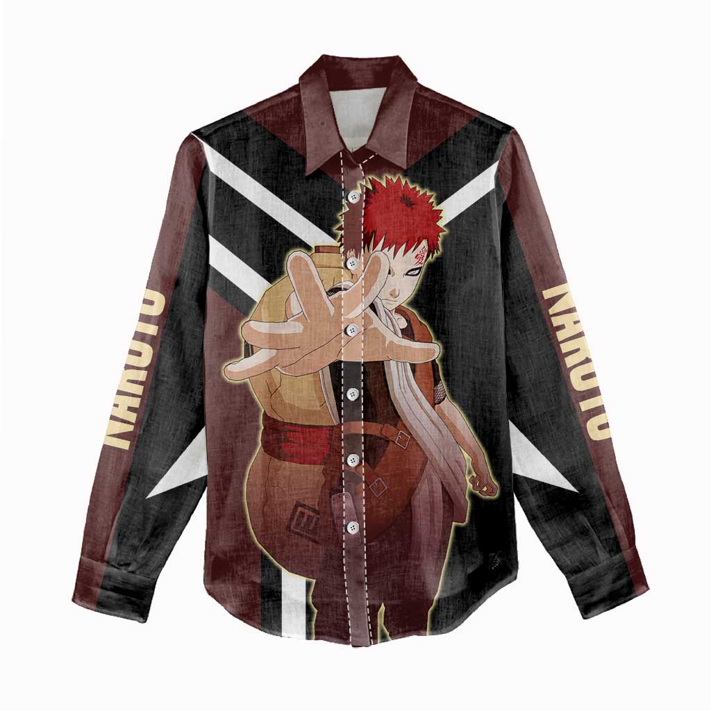 Gaara Naruto Women Casual Shirt with Sand Powers and Intense Battle Pose Design - The Mazicc