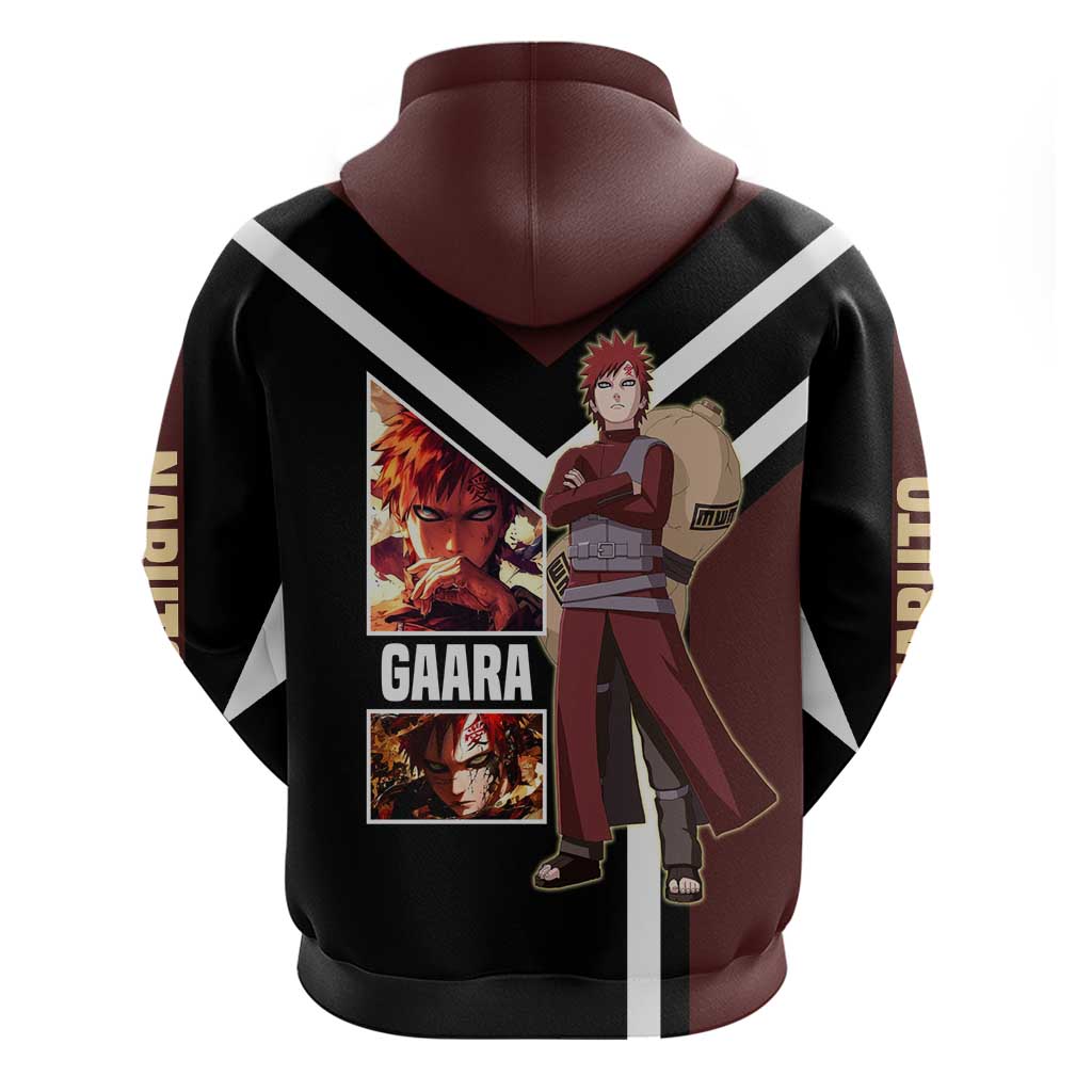 Gaara Naruto Zip Hoodie with Sand Powers and Intense Battle Pose Design - The Mazicc