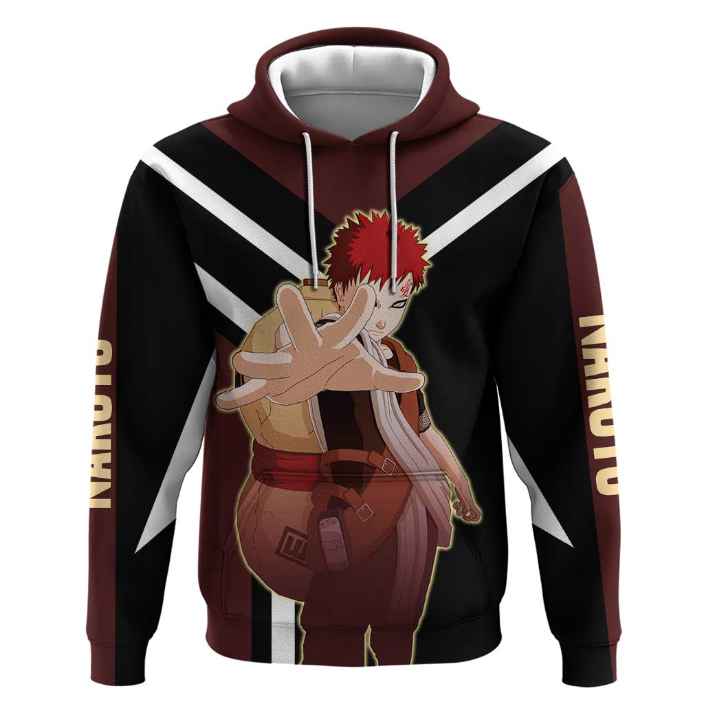 Gaara Naruto Zip Hoodie with Sand Powers and Intense Battle Pose Design - The Mazicc