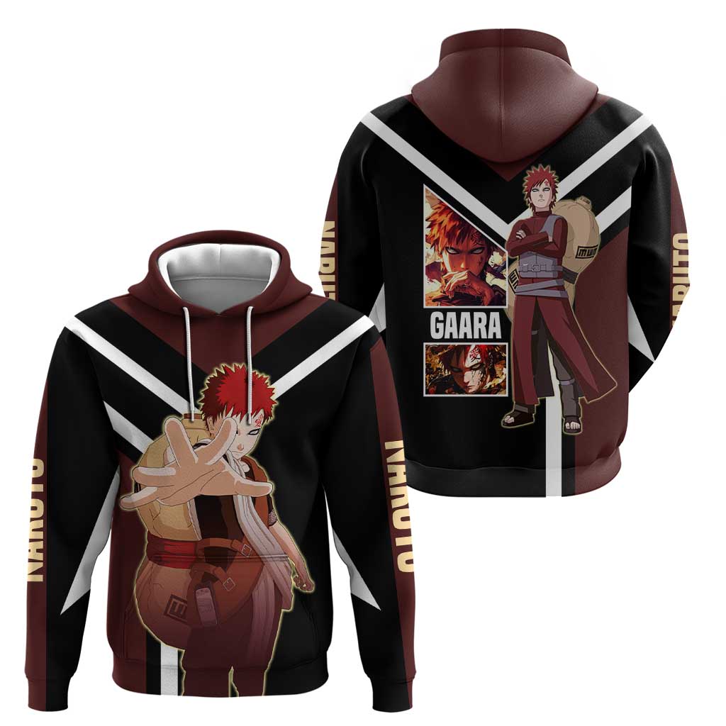 Gaara Naruto Zip Hoodie with Sand Powers and Intense Battle Pose Design - The Mazicc