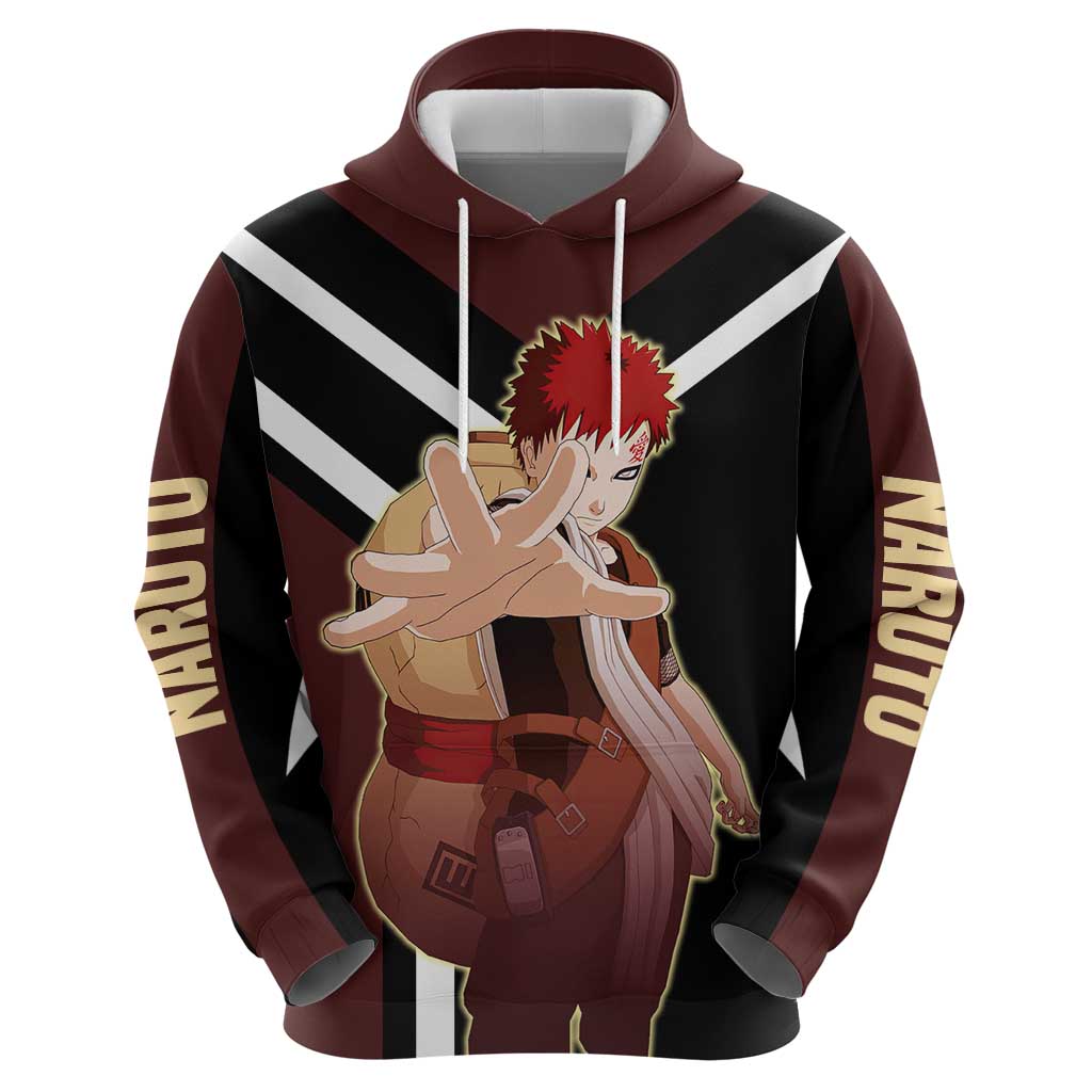 Gaara Naruto Zip Hoodie with Sand Powers and Intense Battle Pose Design - The Mazicc