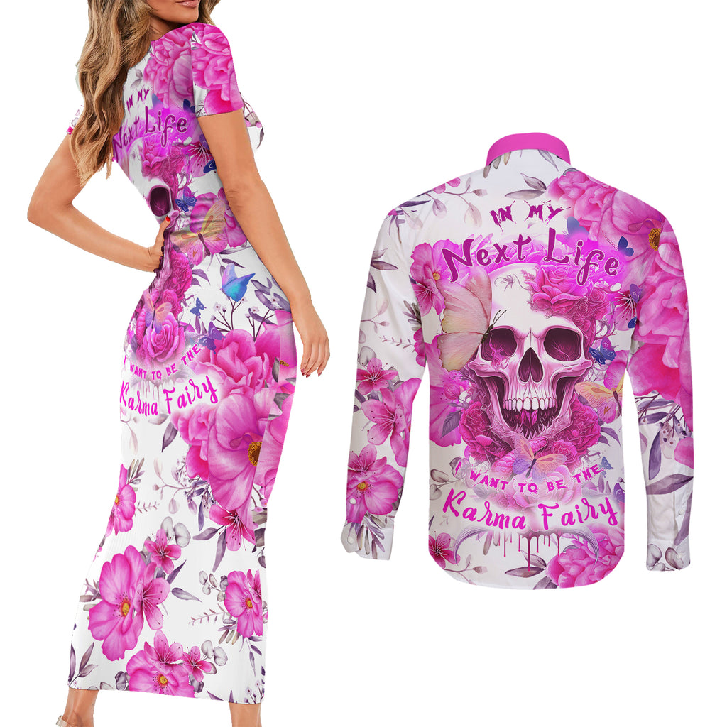 in-my-next-life-i-want-to-be-the-karma-fairy-couples-matching-short-sleeve-bodycon-dress-and-long-sleeve-button-shirts