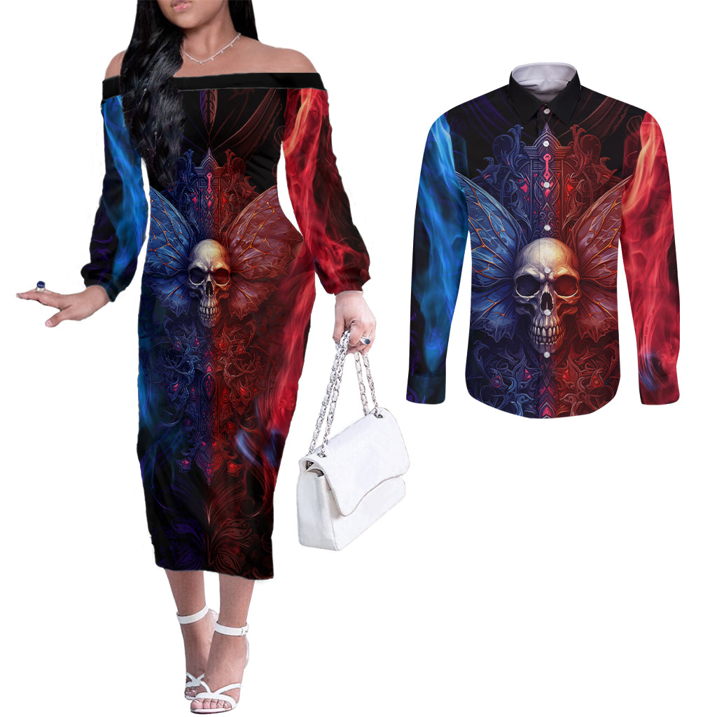i-am-who-i-am-your-approval-isnt-needed-couples-matching-off-the-shoulder-long-sleeve-dress-and-long-sleeve-button-shirts