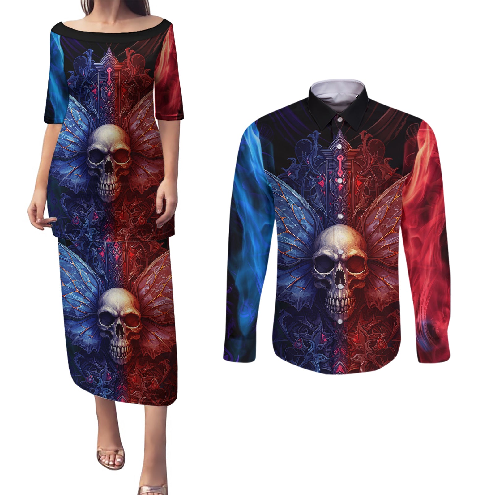 i-am-who-i-am-your-approval-isnt-needed-couples-matching-puletasi-dress-and-long-sleeve-button-shirts