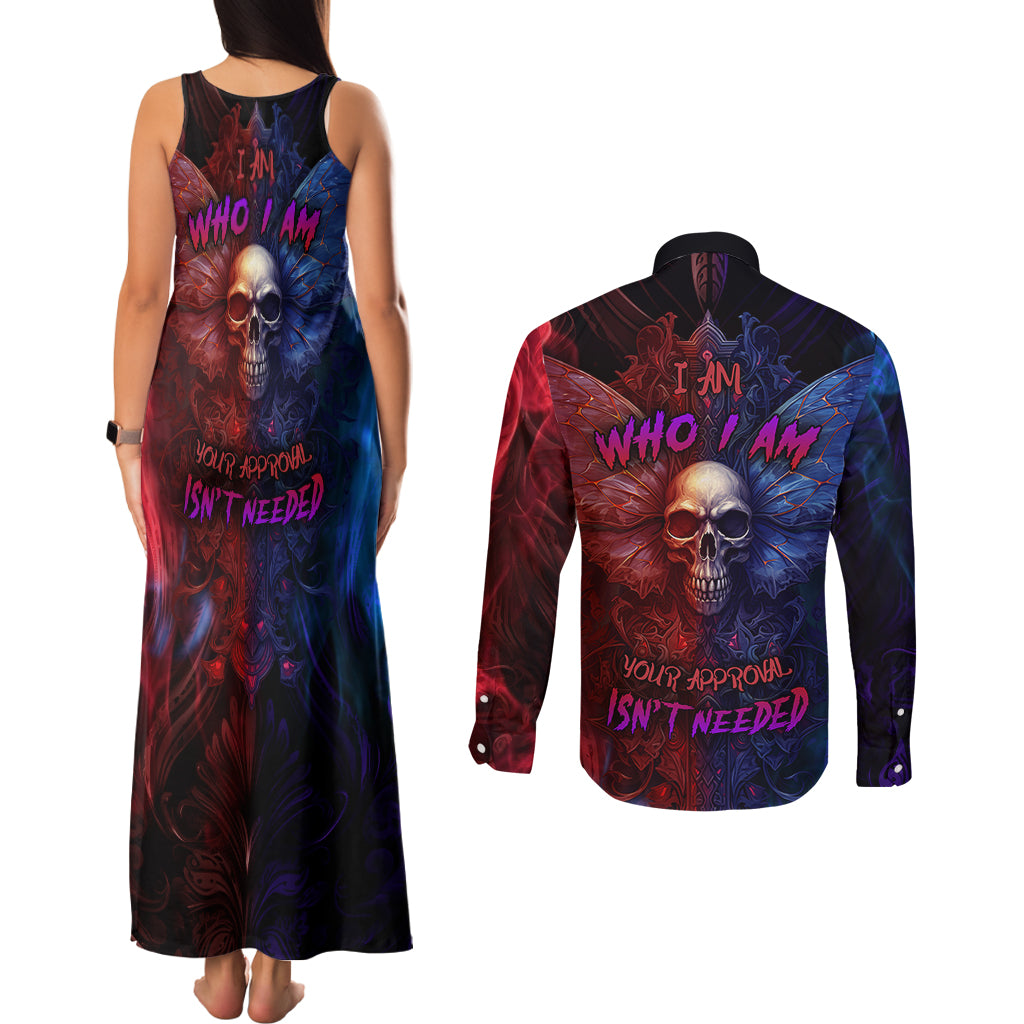 i-am-who-i-am-your-approval-isnt-needed-couples-matching-tank-maxi-dress-and-long-sleeve-button-shirts