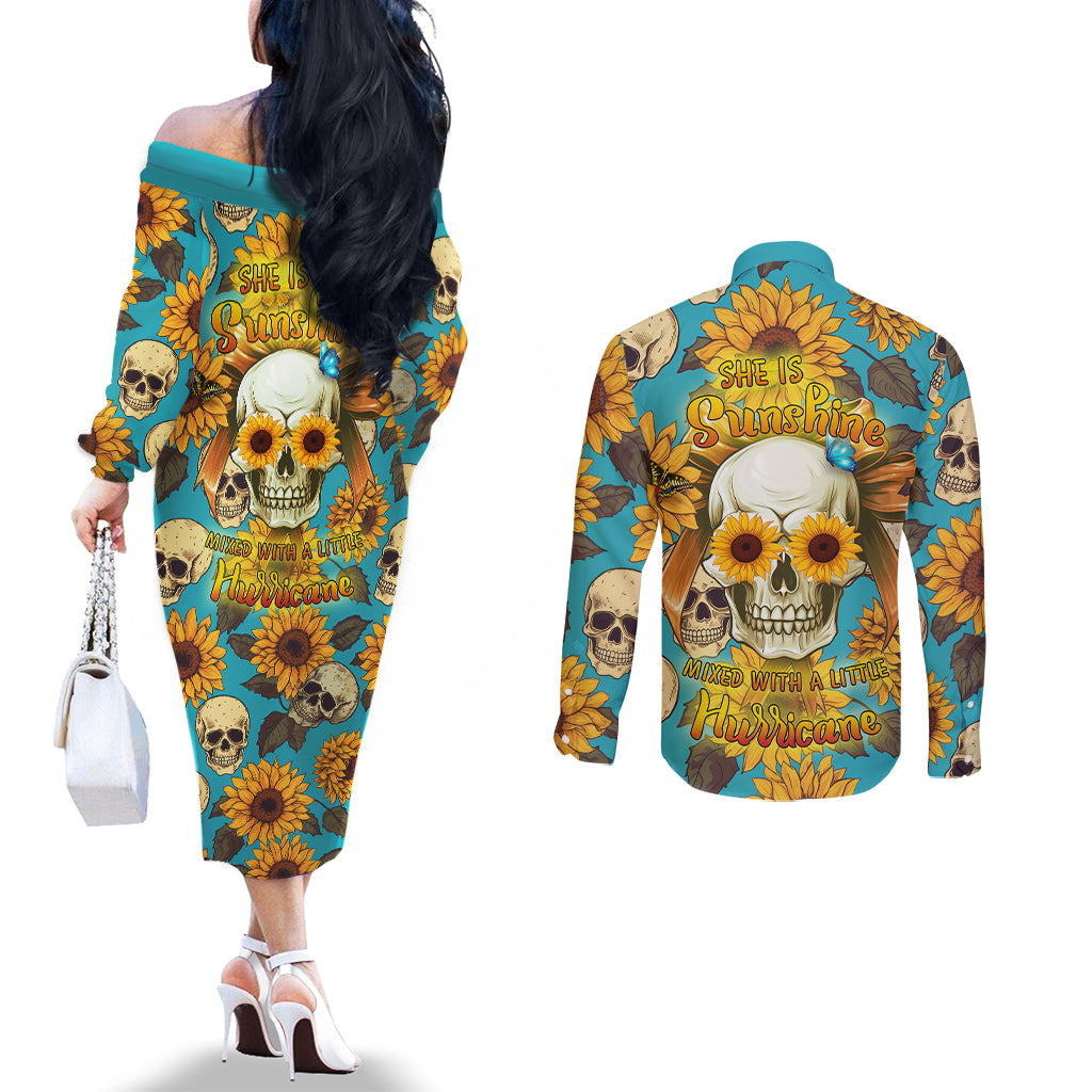she-is-sunshine-mixed-with-a-little-hurricane-couples-matching-off-the-shoulder-long-sleeve-dress-and-long-sleeve-button-shirts