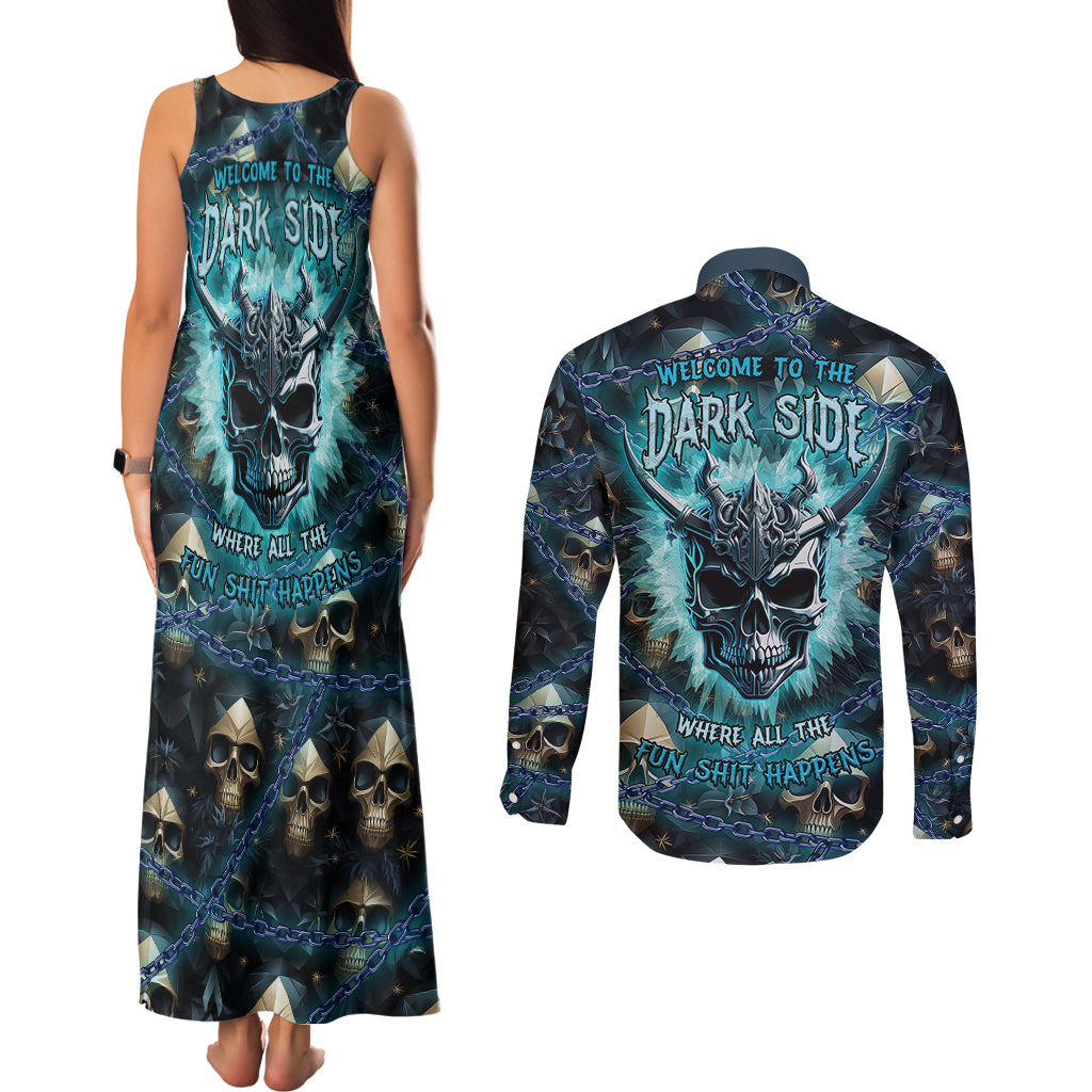welcome-to-the-dark-side-couples-matching-tank-maxi-dress-and-long-sleeve-button-shirts