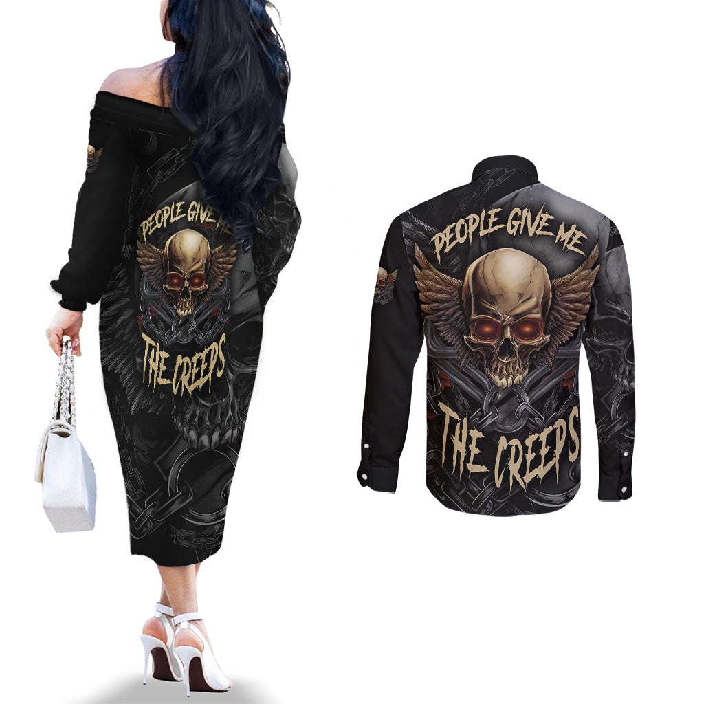 people-give-me-the-creep-couples-matching-off-the-shoulder-long-sleeve-dress-and-long-sleeve-button-shirts