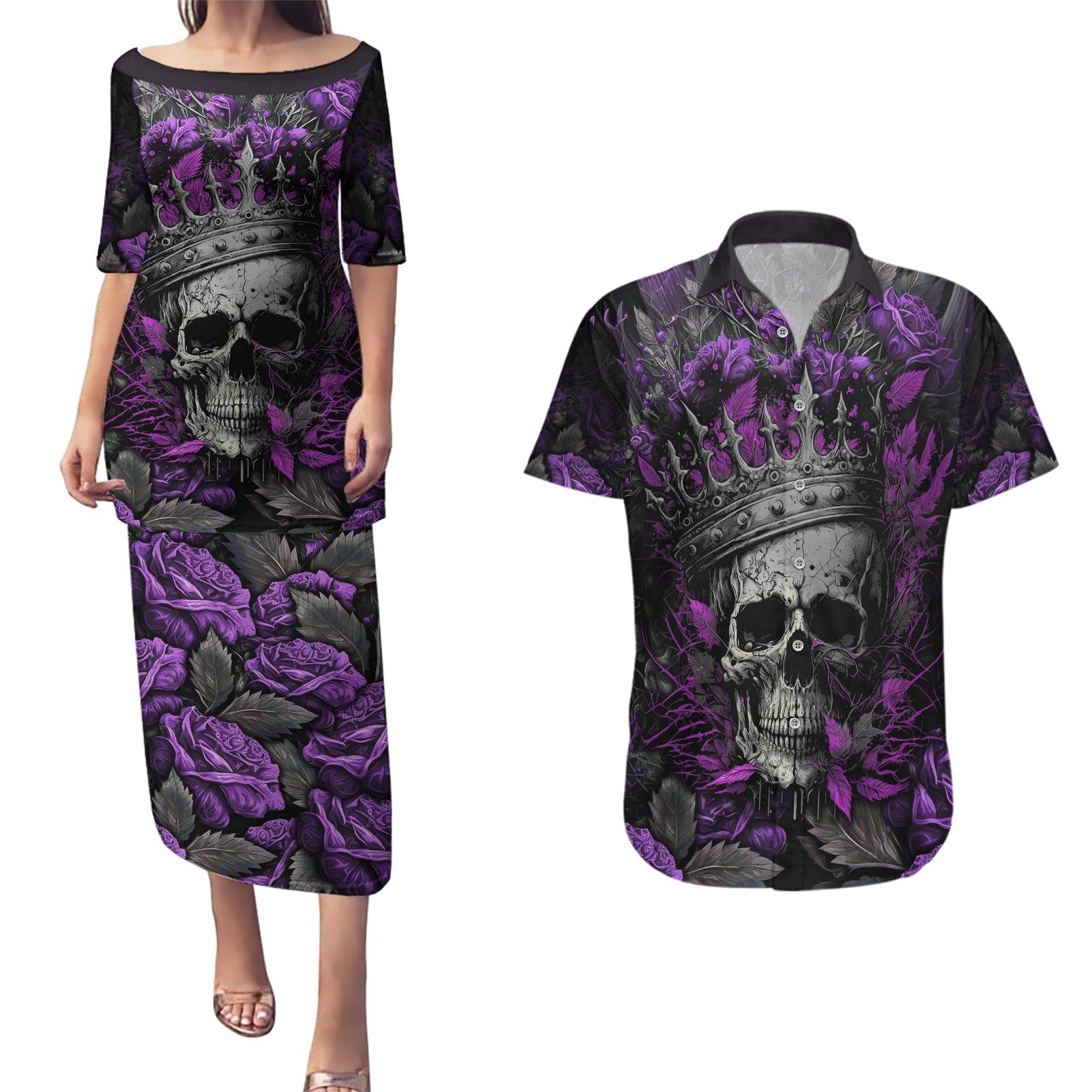 i-am-a-haunt-mess-couples-matching-puletasi-dress-and-hawaiian-shirt