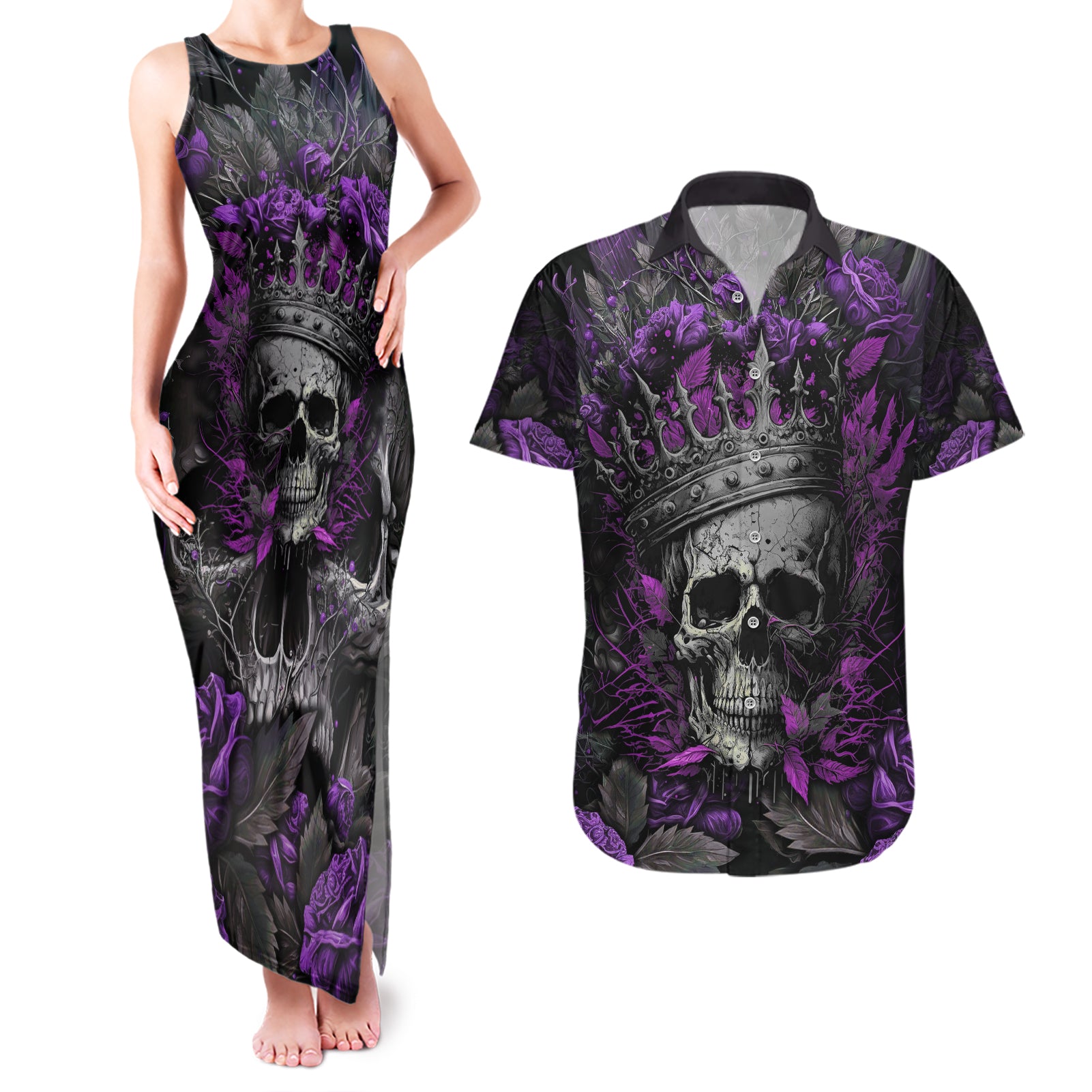 i-am-a-haunt-mess-couples-matching-tank-maxi-dress-and-hawaiian-shirt