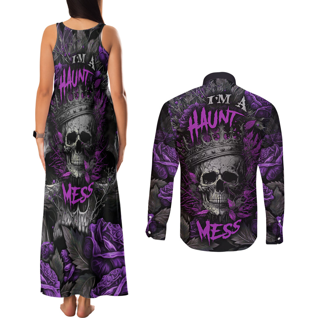 i-am-a-haunt-mess-couples-matching-tank-maxi-dress-and-long-sleeve-button-shirts