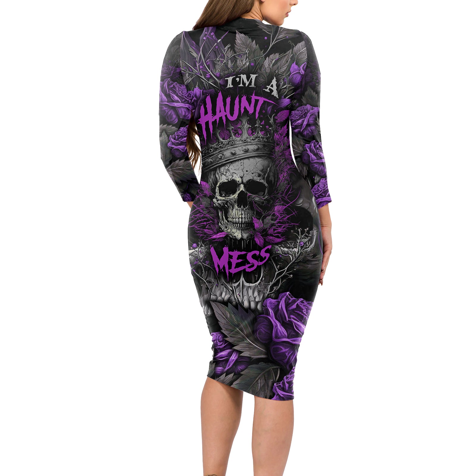 i-am-a-haunt-mess-long-sleeve-bodycon-dress