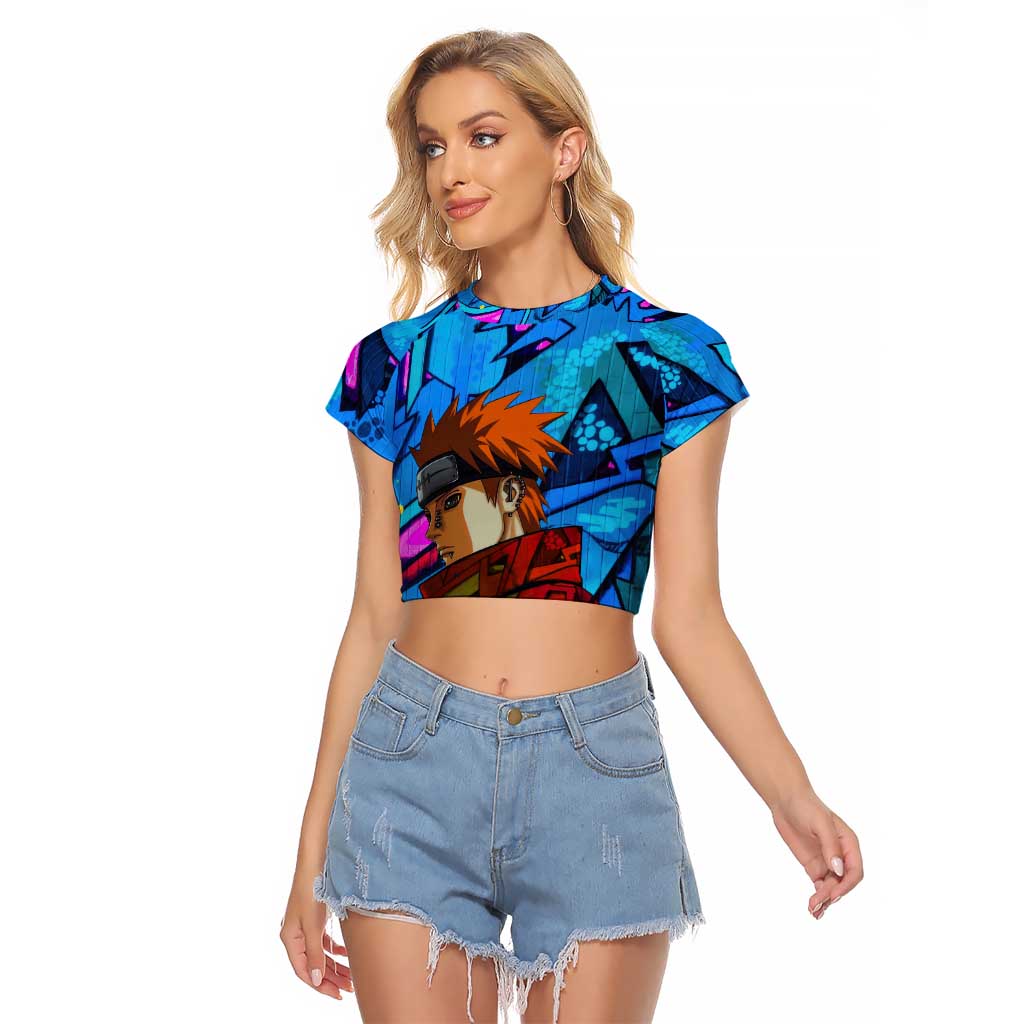 Naruto Akatsuki Urban Grafitti Pain Raglan Cropped T Shirt Anime  Mix Abstract Style