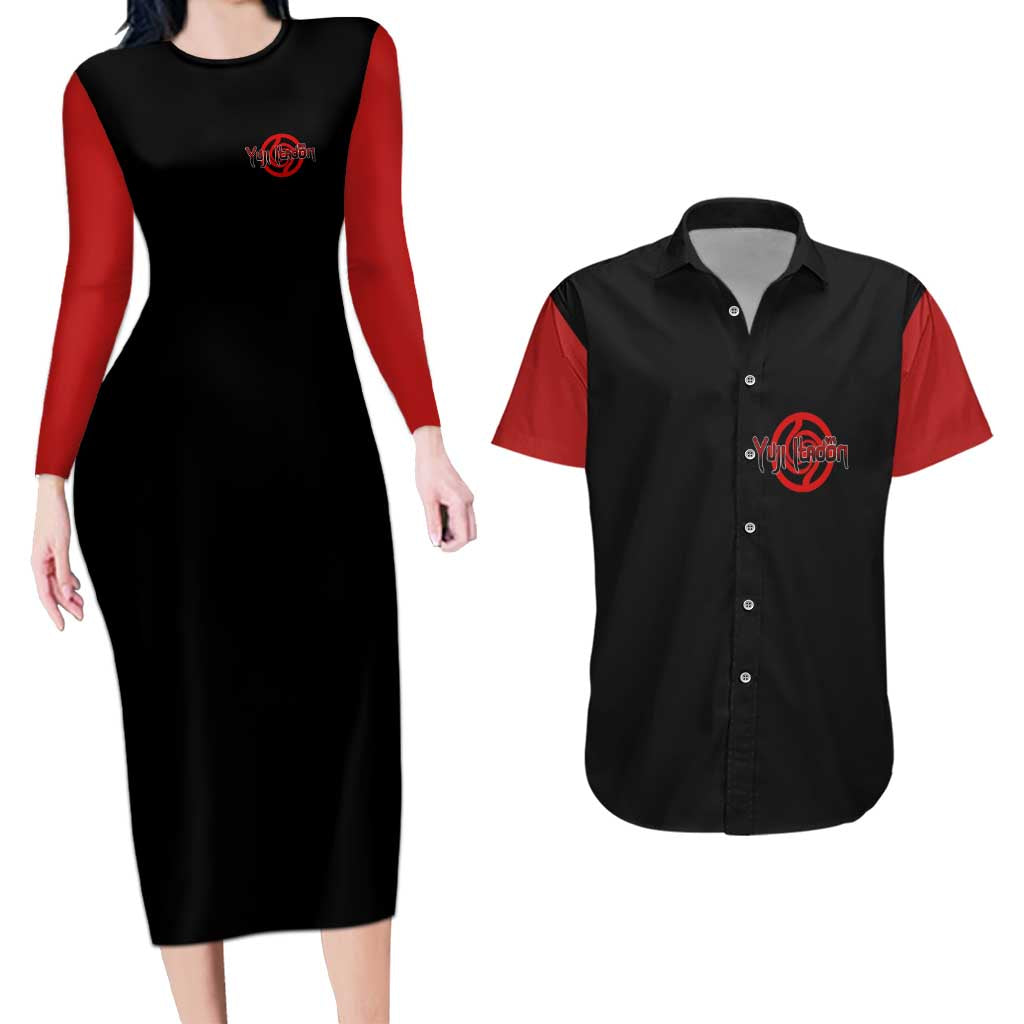 Yuji Itadori - Jujutsu Kaisen Couples Matching Long Sleeve Bodycon Dress and Hawaiian Shirt Anime Mix Manga Style