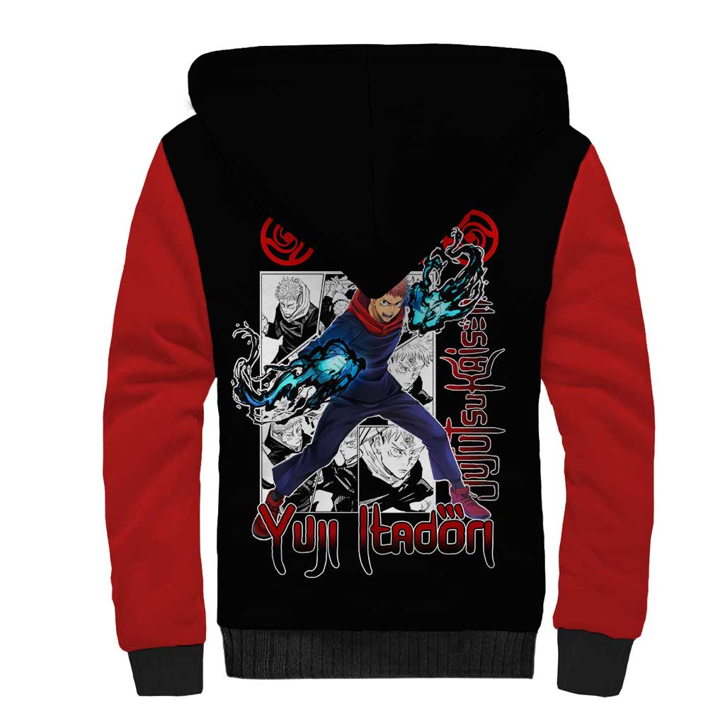 Yuji Itadori - Jujutsu Kaisen Sherpa Hoodie Anime Mix Manga Style