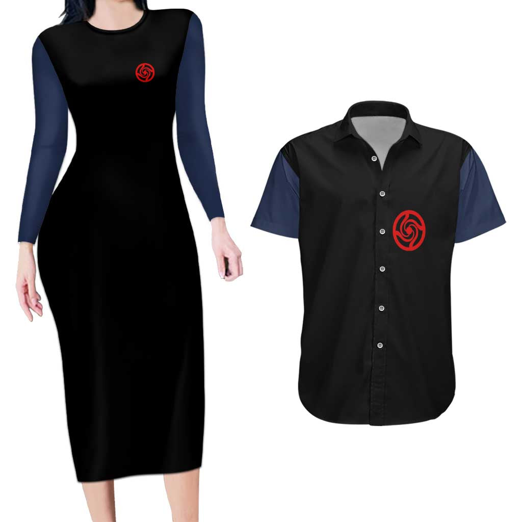 Megumi Fushiguro - Jujutsu Kaisen Couples Matching Long Sleeve Bodycon Dress and Hawaiian Shirt Anime Mix Manga Style