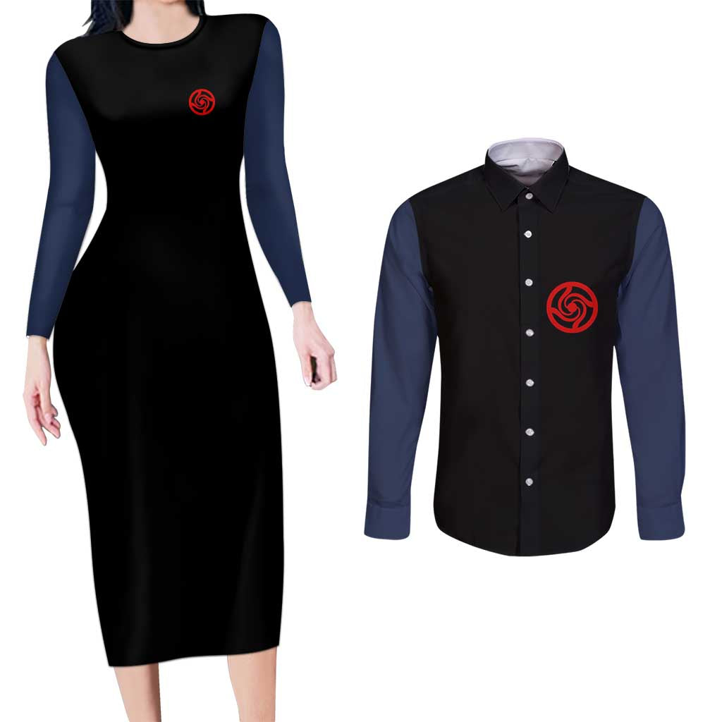 Megumi Fushiguro - Jujutsu Kaisen Couples Matching Long Sleeve Bodycon Dress and Long Sleeve Button Shirt Anime Mix Manga Style