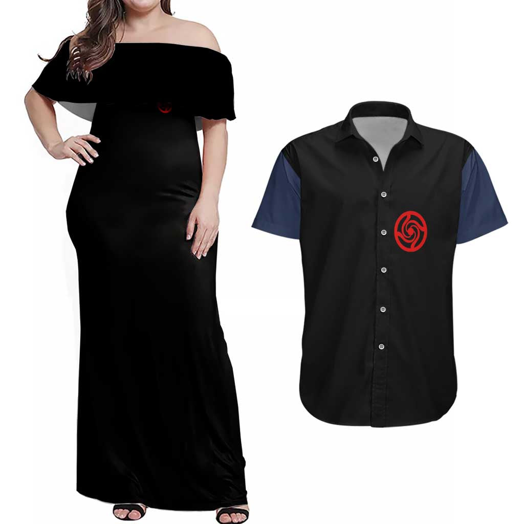 Megumi Fushiguro - Jujutsu Kaisen Couples Matching Off Shoulder Maxi Dress and Hawaiian Shirt Anime Mix Manga Style