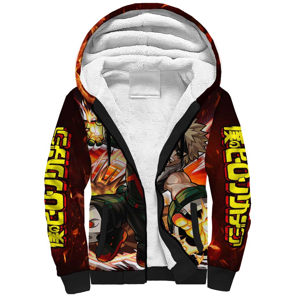 Blazing Bakugo My Hero Academia Sherpa Hoodie Anime Style