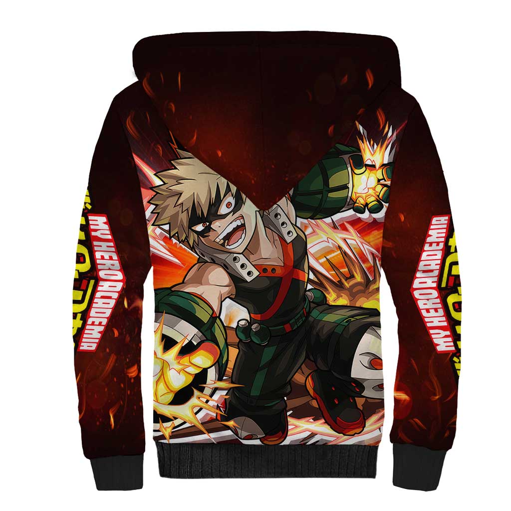 Blazing Bakugo My Hero Academia Sherpa Hoodie Anime Style