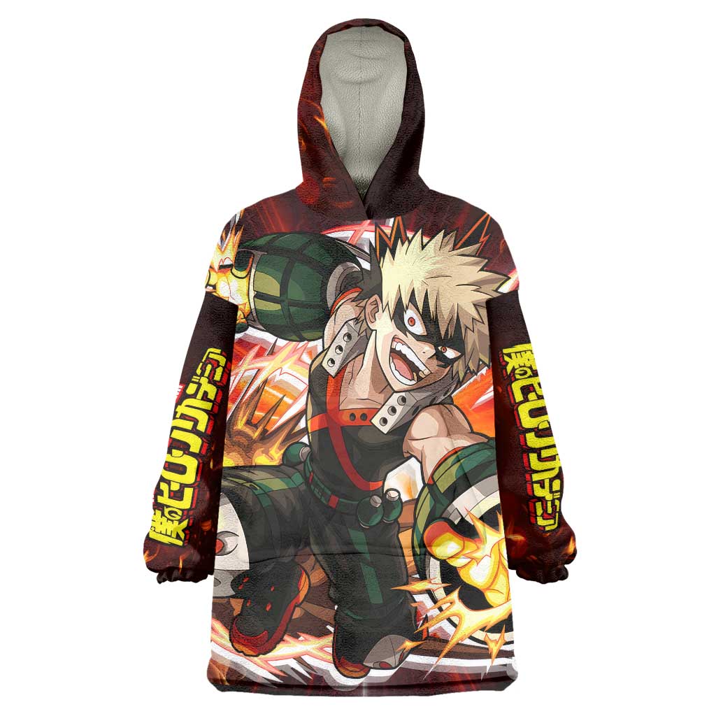 Blazing Bakugo My Hero Academia Wearable Blanket Hoodie Anime Style