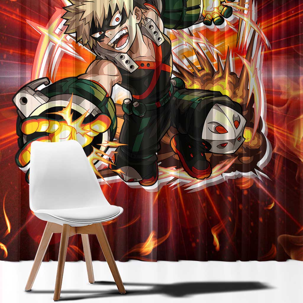 Blazing Bakugo My Hero Academia Window Curtain Anime Style