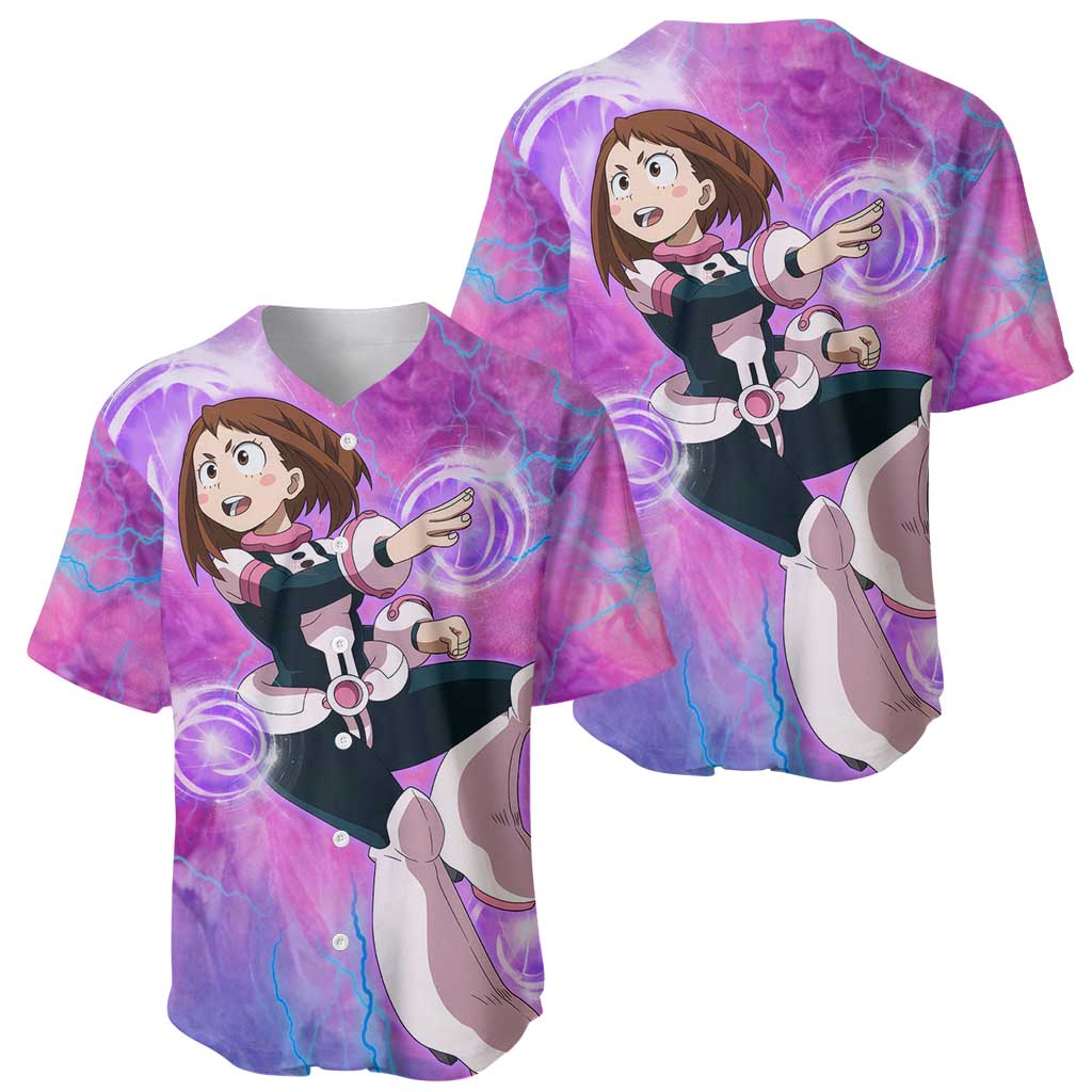 Trippy Uraraka Ochako My Hero Academia Baseball Jersey Anime Mix Tie Dye Style