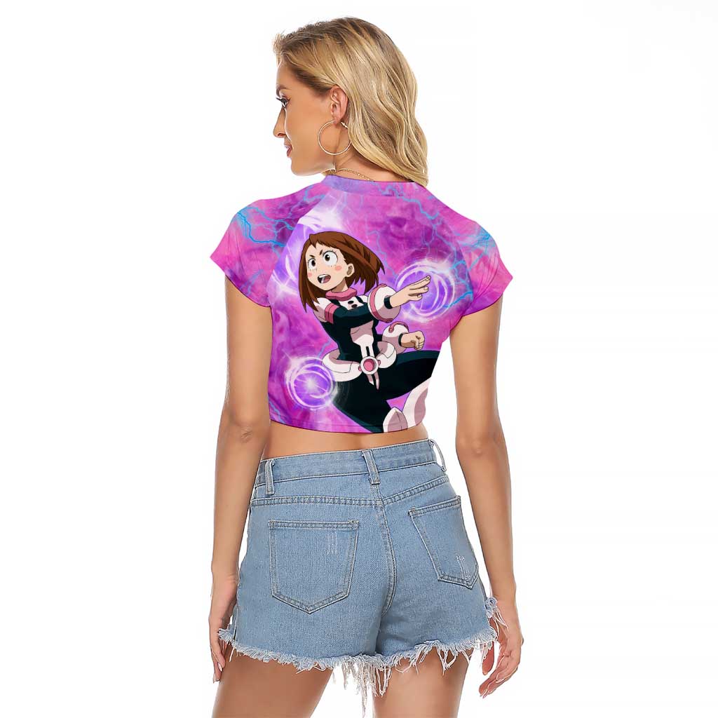 Trippy Uraraka Ochako My Hero Academia Raglan Cropped T Shirt Anime Mix Tie Dye Style
