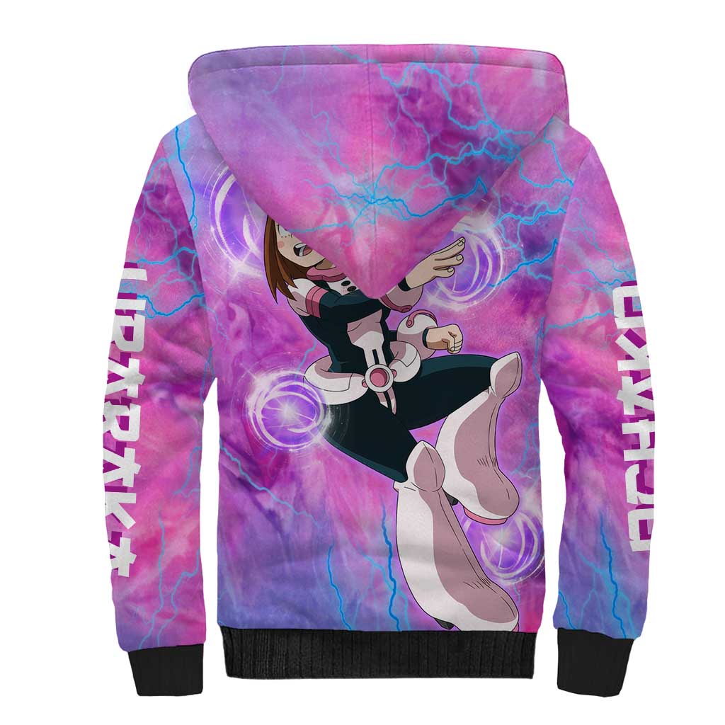 Trippy Uraraka Ochako My Hero Academia Sherpa Hoodie Anime Mix Tie Dye Style