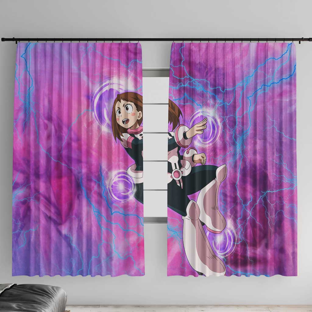 Trippy Uraraka Ochako My Hero Academia Window Curtain Anime Mix Tie Dye Style