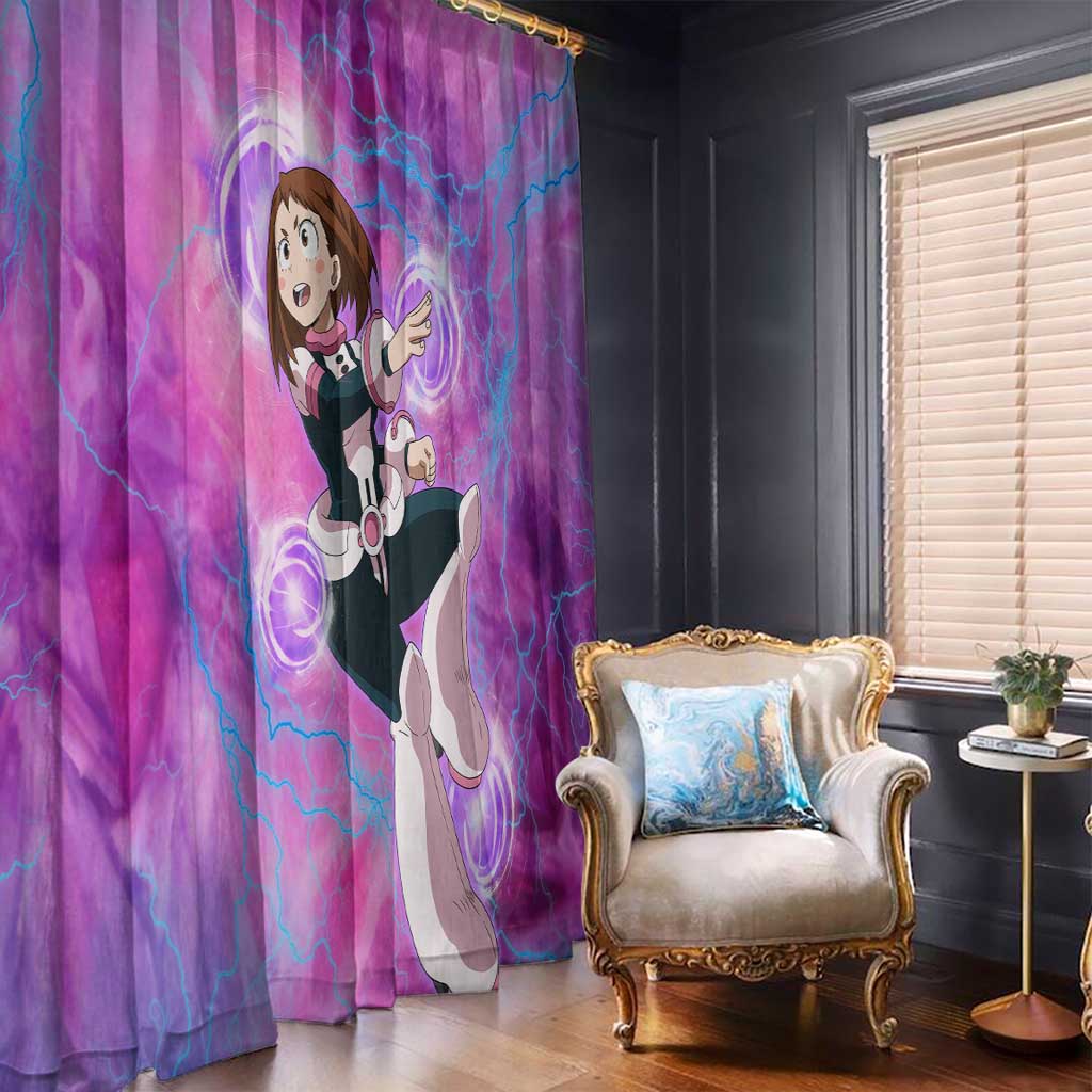 Trippy Uraraka Ochako My Hero Academia Window Curtain Anime Mix Tie Dye Style