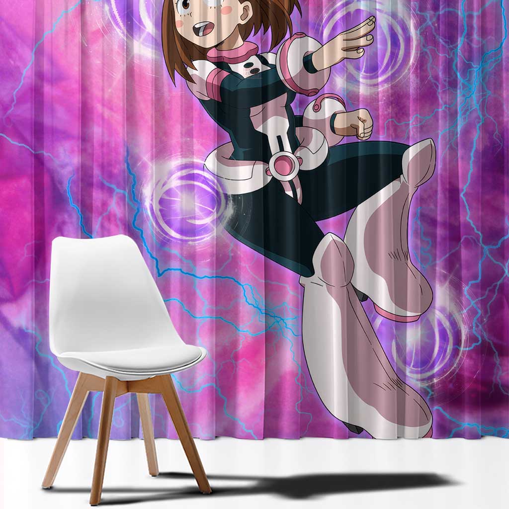 Trippy Uraraka Ochako My Hero Academia Window Curtain Anime Mix Tie Dye Style