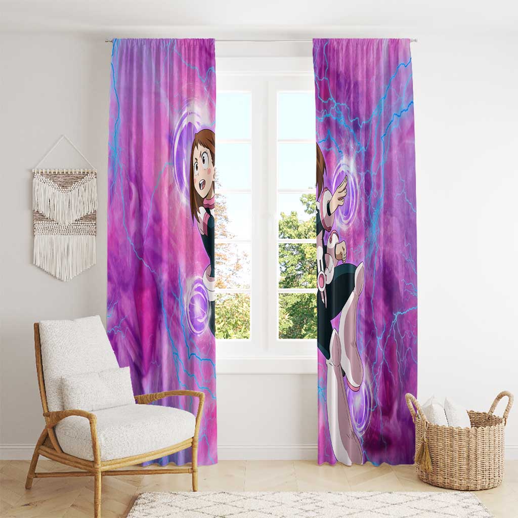 Trippy Uraraka Ochako My Hero Academia Window Curtain Anime Mix Tie Dye Style