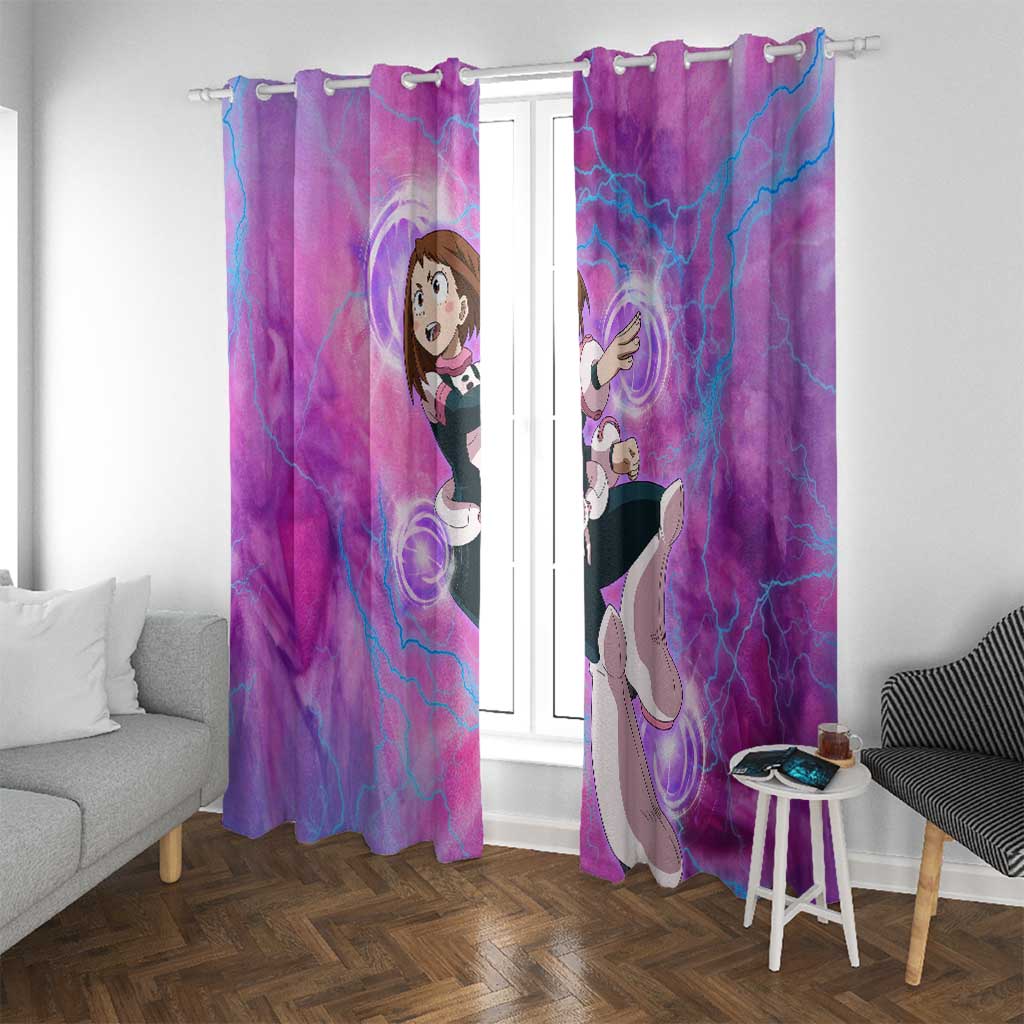 Trippy Uraraka Ochako My Hero Academia Window Curtain Anime Mix Tie Dye Style