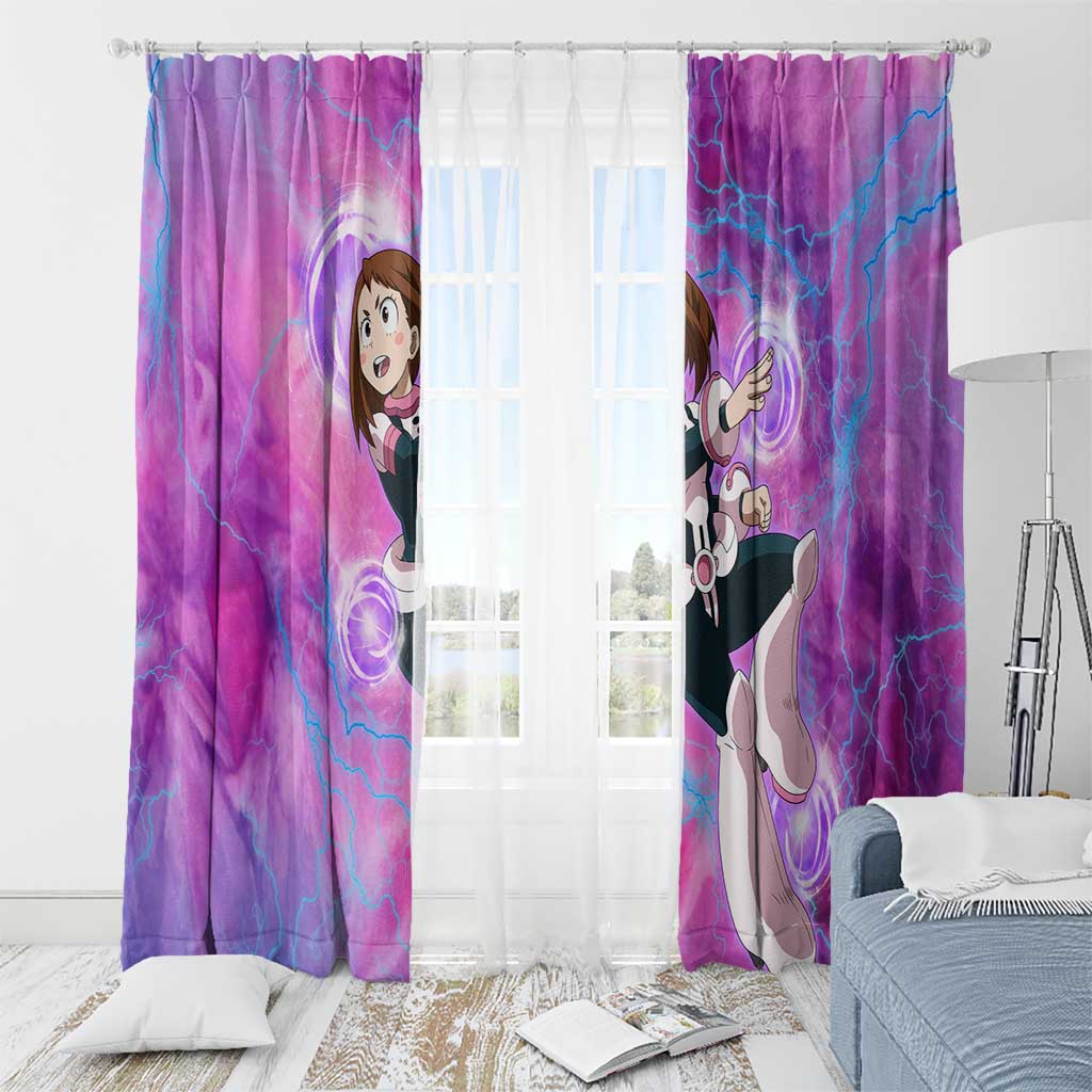 Trippy Uraraka Ochako My Hero Academia Window Curtain Anime Mix Tie Dye Style