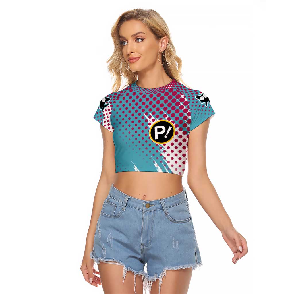 Neon FLCL Raglan Cropped T Shirt Anime Style