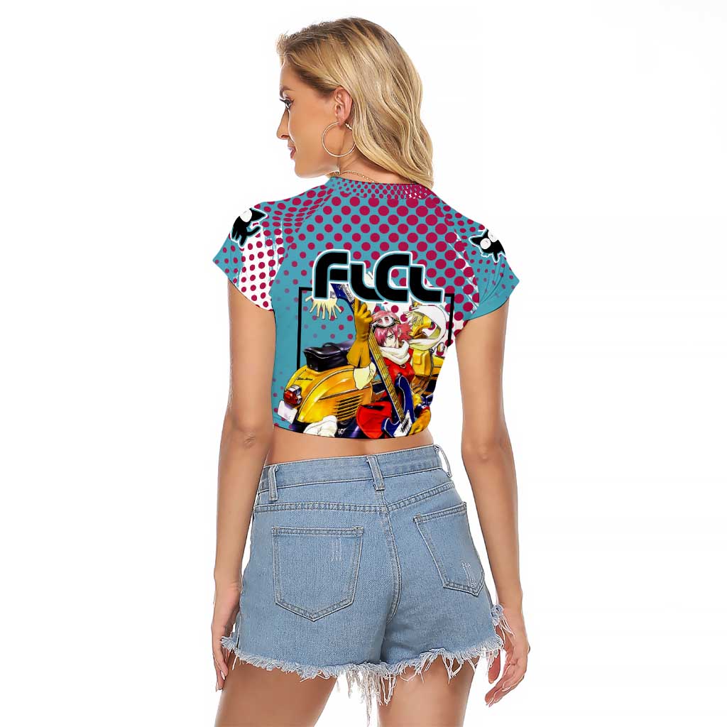 Neon FLCL Raglan Cropped T Shirt Anime Style