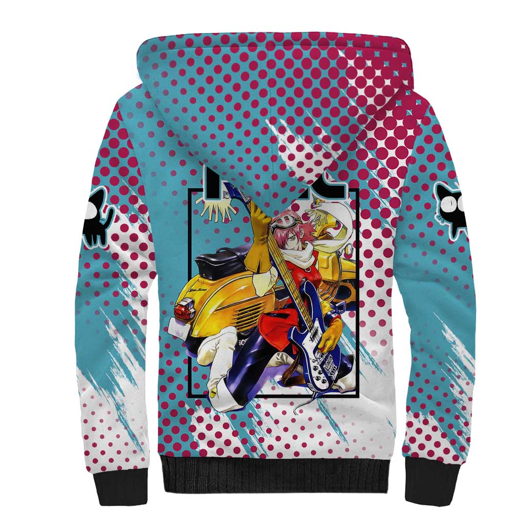 Neon FLCL Sherpa Hoodie Anime Style
