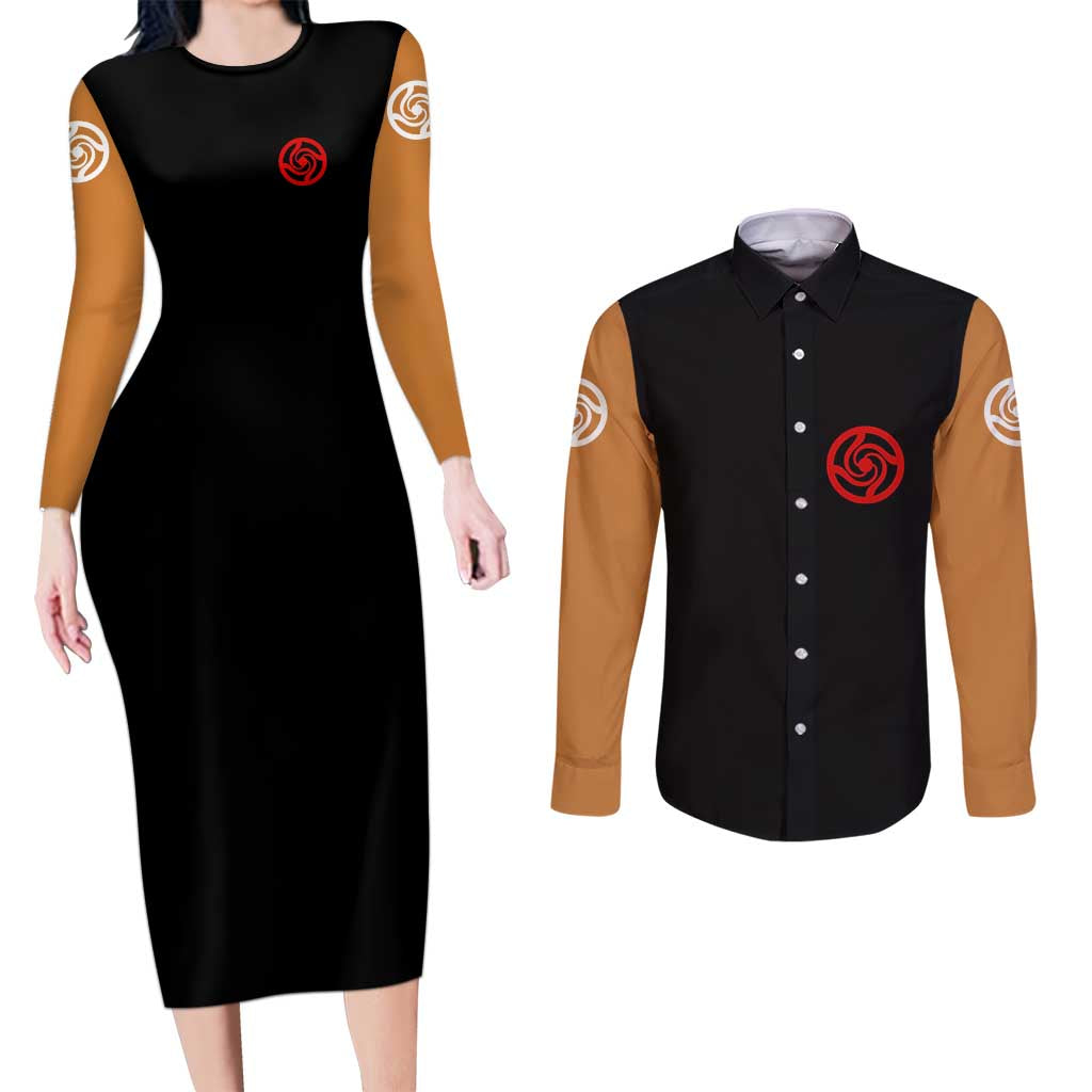 Nobara Kugisaki  - Jujutsu Kaisen Couples Matching Long Sleeve Bodycon Dress and Long Sleeve Button Shirt Anime Mix Manga Style